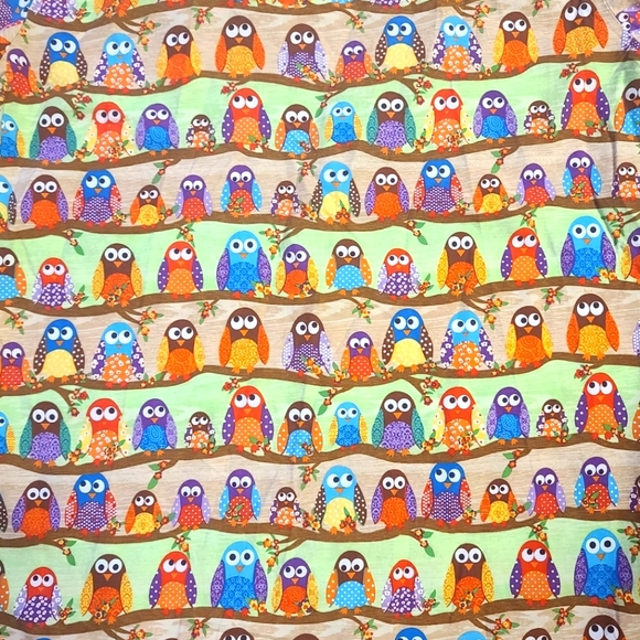 S.C.R.U.B.S. Women's Long Sleeve Button Up Owl Print Scrubs Top Size Medium - Picture 15 of 15